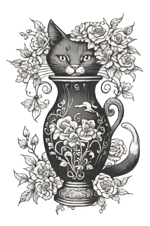Cat Knocking Of Flower Vase