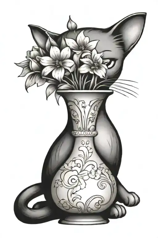 Cat Knocking Of Flower Vase
