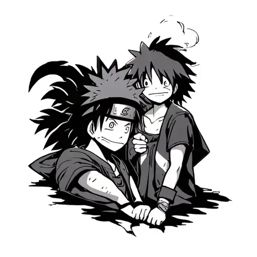 Naruto Torufin And Luffy Tatto Design