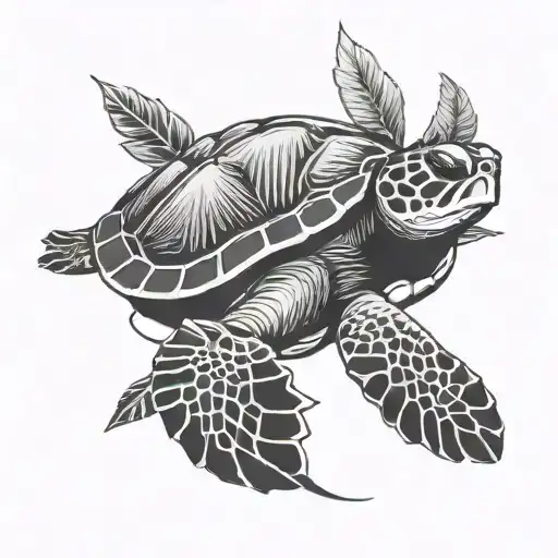 Simple Sea Turtle In Hawaiian Style