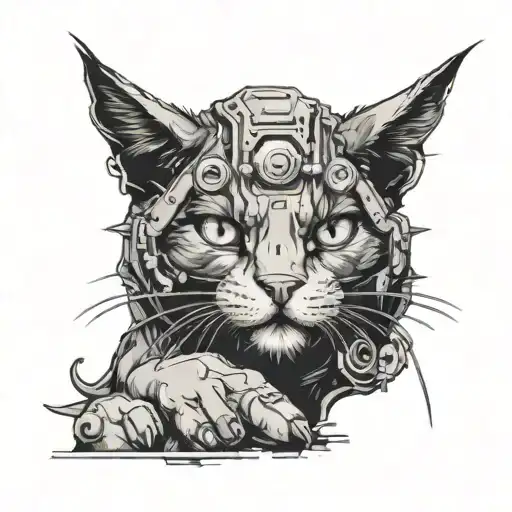 Cyberpunk Maine Coone Cat Playing