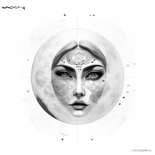 Moon Incorporated Into Woman's Face