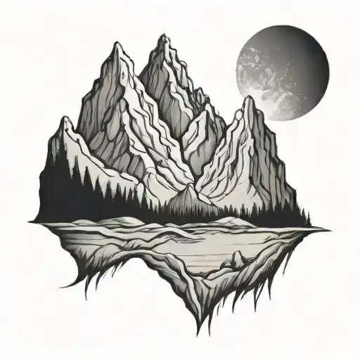 Four Mountains Line Tattoo Design