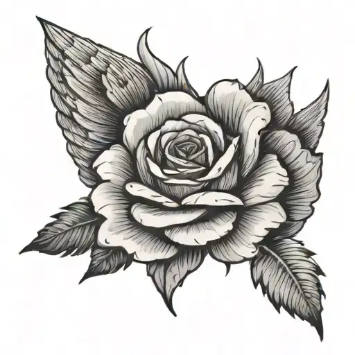 Rose With Angle Wings Flying