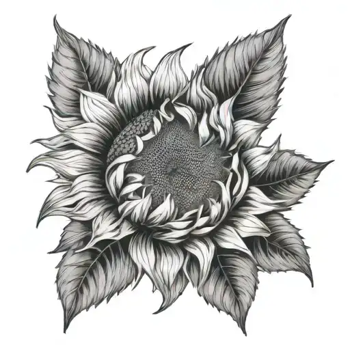 Sunflower Half Dead Half Alive With Leaves