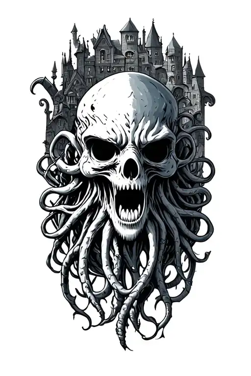 Lovecraftian Horror Town With Cuthulu