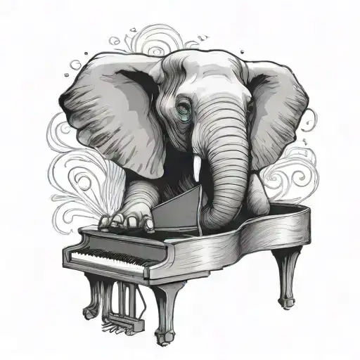 Piano With Elephant Wearing Glasses