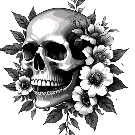 Skull And Flowers