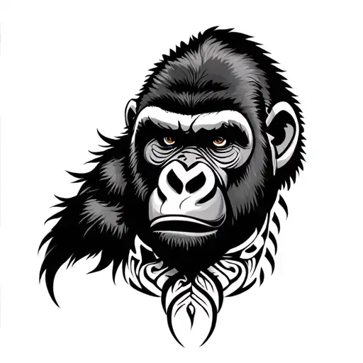 Maori For Chest And Shoulder With Gorilla Face