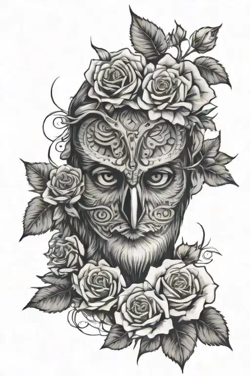 Owl Eyes And Roses Surrounding Jesus Stripped