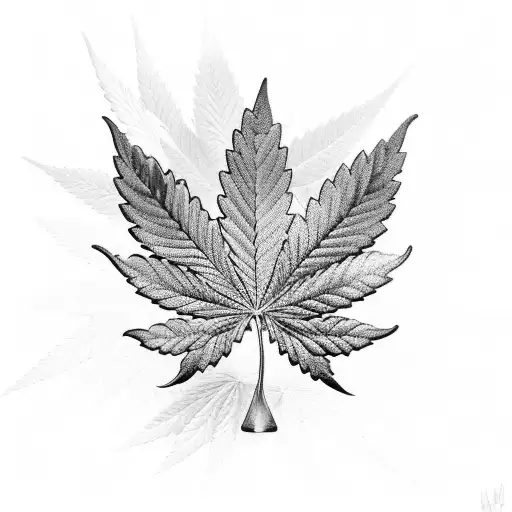 A Cannabis Leaf Incorporated Into A Nature-themed Tattoo Inspired By Personal Development