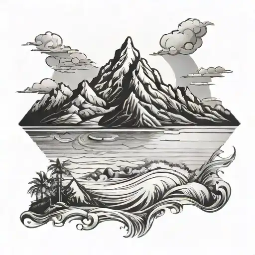 Beach Ocean And Mountains