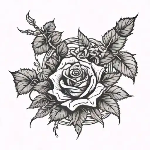 Roses And Dark Forest With Ropes For Hanging