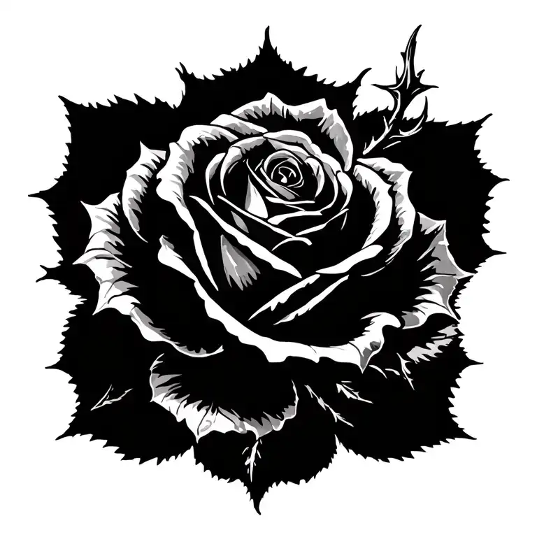 Rose With Thorn For Back Shoulder
