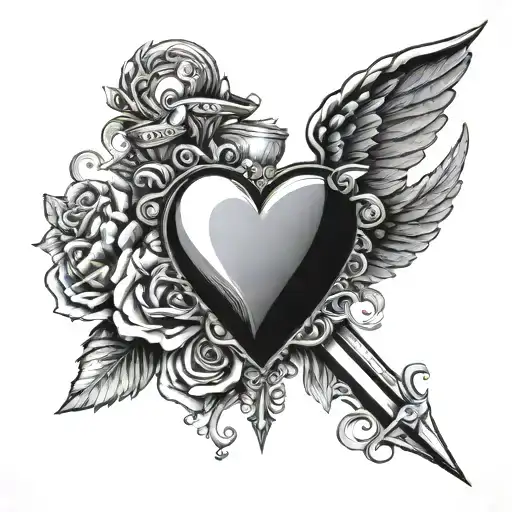 Heart With Dagger And Wings