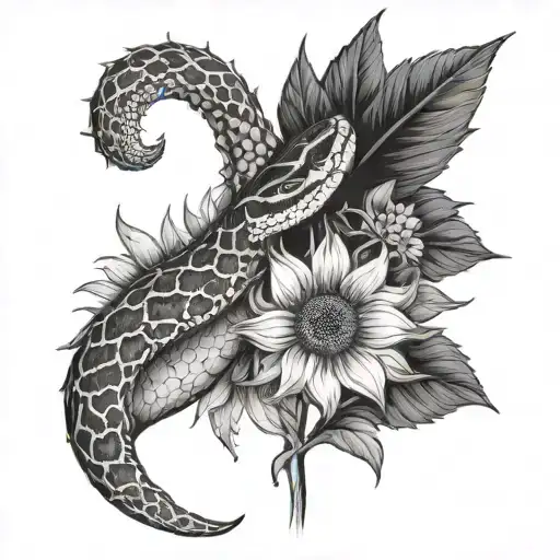 Sunflower And Rattlesnake