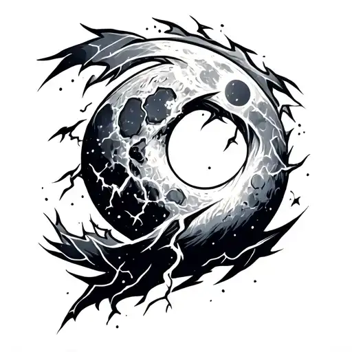 Moon And Thunder Symbol Art
