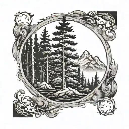 Pine Tree Forest With Quote Underneath