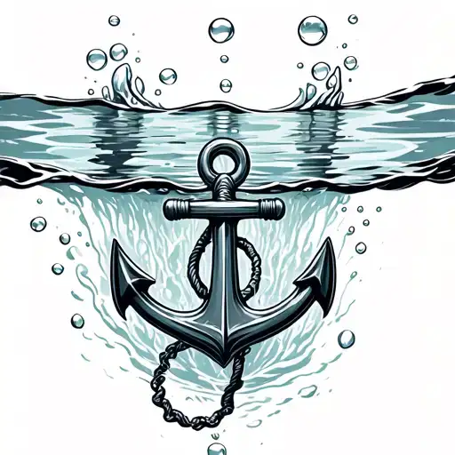 An Anchor Being Released Underwater With Bubbles Rising