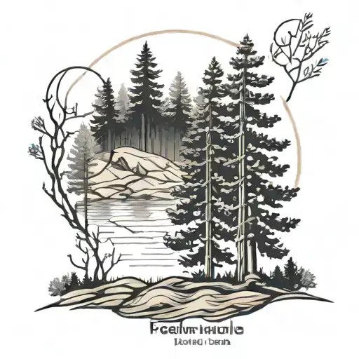 Small Filled Pine Tree Forest With Quote Underneath For Leg