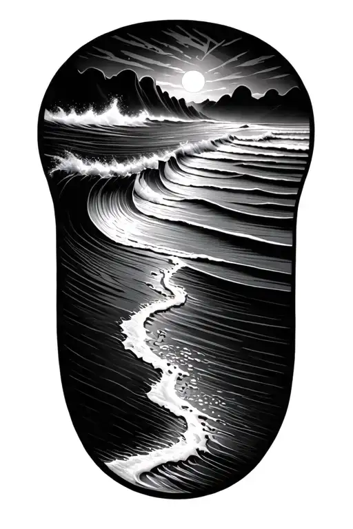 Waves Washing Away Footprints In The Sand