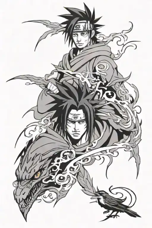 Sasuke Curse Mark And Itachi Crows