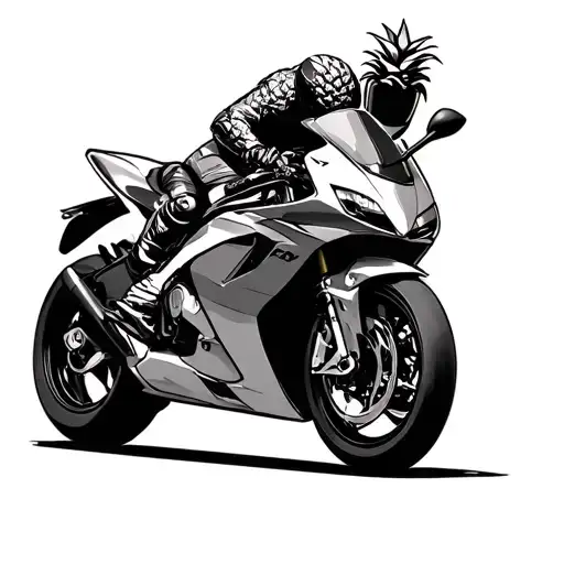 Small Tattoo Of A Zx10r With A Guy With Full Gear Wearing An Pineapple Helmet