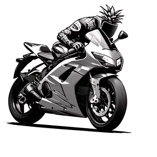 Small Tattoo Of A Zx10r With A Guy With Full Gear Wearing An Pineapple Helmet