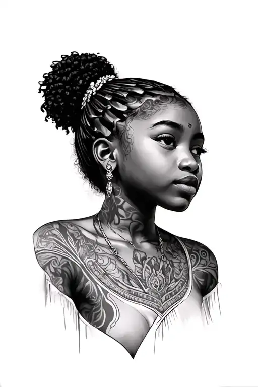 African American Girl Preying