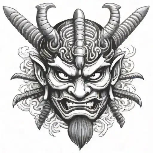 Samurai Mask Oni Mask Katana