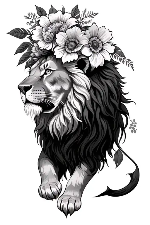 Lion With Flower Bouquet