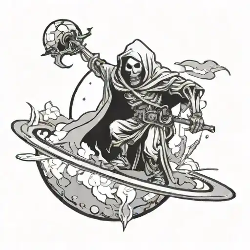 Grem Reaper Over Planet On Fire Coming Back To Life