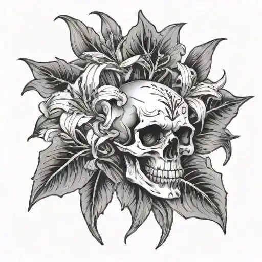 Skull And Lily Flower