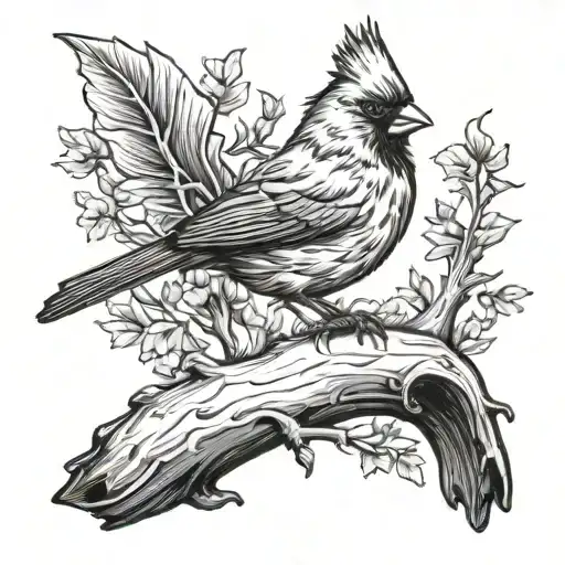 Cardinal Perched On Old Deer Antler Liquor Bar