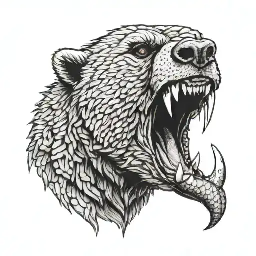 Grizzly Bear Rattlesnake In Its Mouth Surrounded