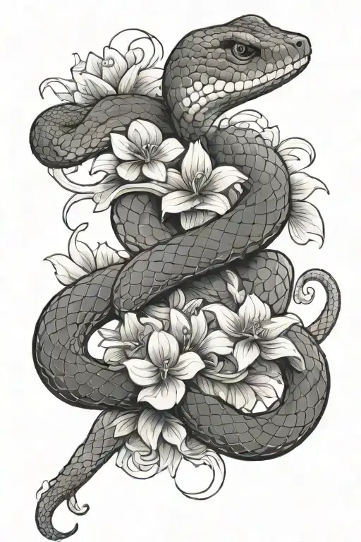 Snake With Pretty Flowers