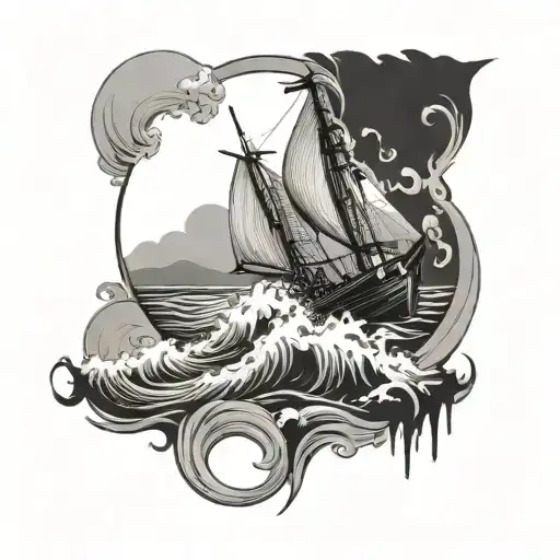 Water Is Strong It Carries Boats With A Wave-shaped Arm