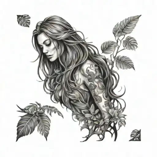 Jane Long Hair In Jungle Forest With Trees Pergament