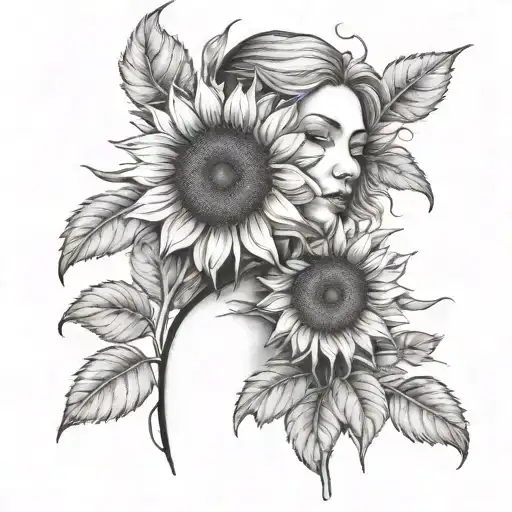 Sunflowers A Woman And Gemini