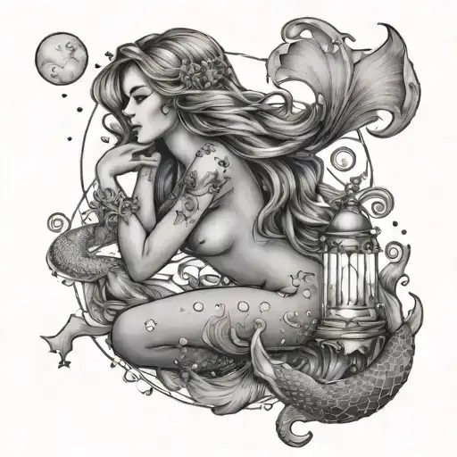 Aquarius Mermaid With Constellation