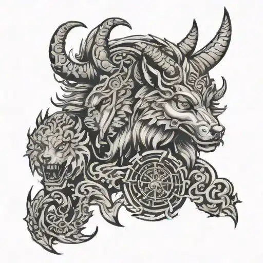 Create A Picture Of A Tattoo Including Hati And Skoll From Norse Mythology