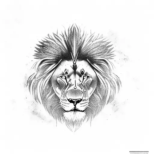 A Tribal Design Incorporating Gym Equipment And Ak47s With A Lion As The Centerpiece