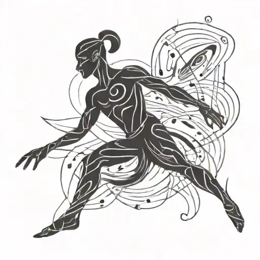 Super Minimal Abstract Dancer In Style Of Cave Paintings
