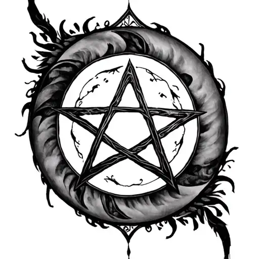 Upside Down Pentacle With The Full Moon Inside