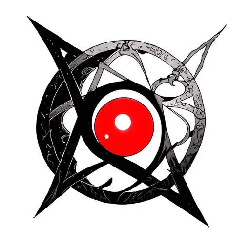 Inverted Pentacle With The Full Moon Inside The Middle Point Of It Make It Red