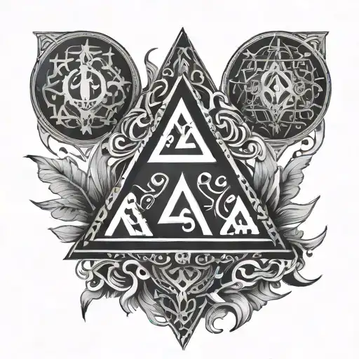 Triangle Nordic Style Runes With Elements