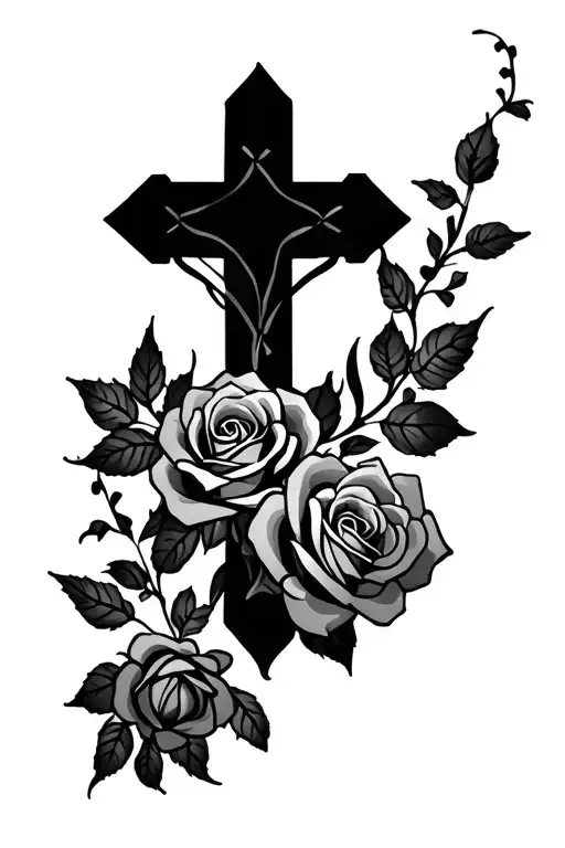 Christian Cross With Roses With