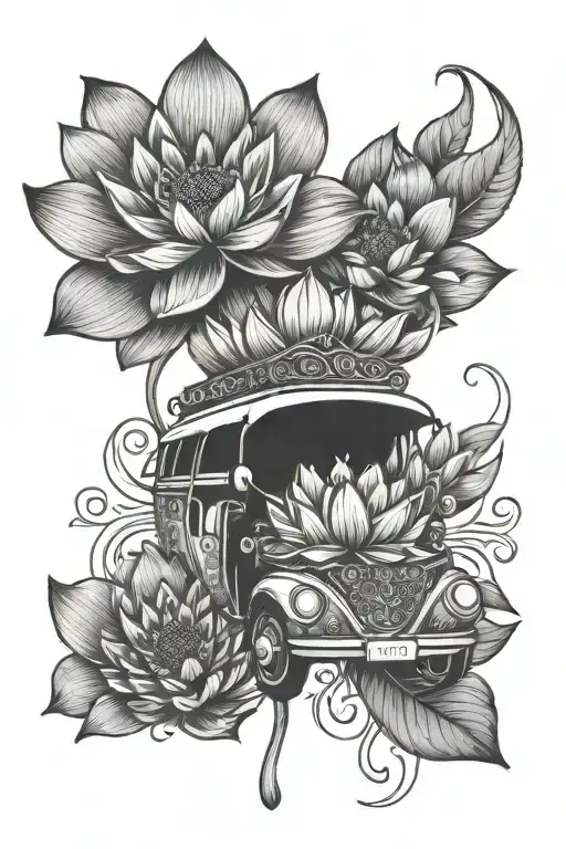 Tuk Tuk Unalome Lotus Flower Sun