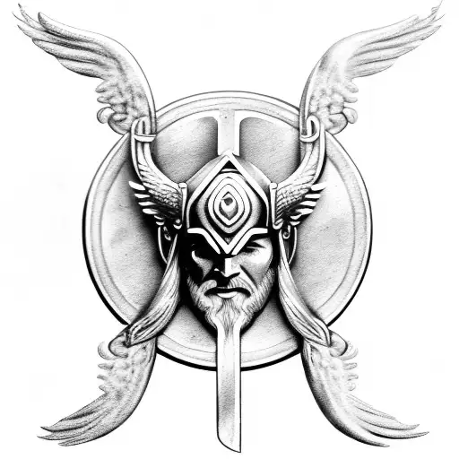 Viking Angel Thor Sun Sword Heart God