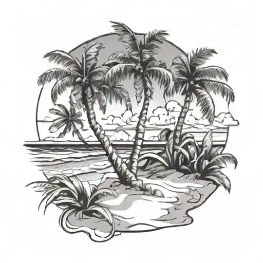 Beach Scene With Palm